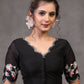 Classy Scalloped Floral Embroidered Cotton Silk Blouse with Chanderi Sleeves