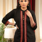 Black cotton top with elegant hand embroidery