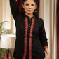 Black cotton top with elegant hand embroidery