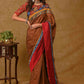 Classy Rust Cotton Saree with Maroon Cotton Silk Border and Kalamkari Pallu