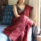 Lightweight maroon & black combination Cotton saree with Ikat blouse