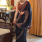 Beautiful black Cotton saree with exclusive Ajrakh border