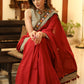 Exclusive maroon Cotton saree with line Ajrakh & mirror work border