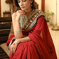 Exclusive maroon Cotton saree with line Ajrakh & mirror work border