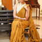 Breezy mustard plain Cotton saree with printed Cotton blouse