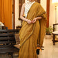 Breezy mustard plain Cotton saree with printed Cotton blouse