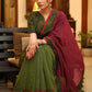 Versatile green and magenta combination Cotton saree with green Ajrakh border