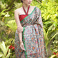 Artisanal Green Pure Ghicha Silk Handpainted Madhubani Saree