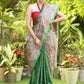 Artisanal Green Pure Ghicha Silk Handpainted Madhubani Saree