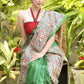 Artisanal Green Pure Ghicha Silk Handpainted Madhubani Saree