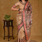 Graceful Cream Ghicha Silk Red Handpainted Madhubani Saree