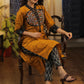 Straight cut Mustard Cotton Silk  Kurta with Exclusive Hand made Kutch Mirror work and Ikat