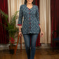 Exclusive geometric pattern Indigo top