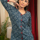 Exclusive geometric pattern Indigo top