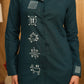 Elegant Teal Handpainted Shirt with Bandhani Motifs on Cuffs and Front Panel