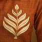 Elegant Rust Pure Cotton Shirt with Leaf Embroidered Motif