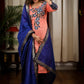 Graceful Blue Chanderi Dupatta with Ikat and Zari Combination