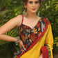 Surreal yellow Cotton saree with Handcrafted Kalamkari Pallu and border