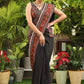 Classy black Ikat saree with Ajrakh & Ikat combination border