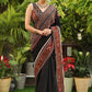 Classy black Ikat saree with Ajrakh & Ikat combination border