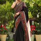 Classy black Ikat saree with Ajrakh & Ikat combination border