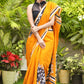 Exquisite Mustard Cotton Mul Abstract Print Saree