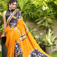 Exquisite Mustard Cotton Mul Abstract Print Saree