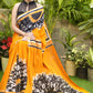 Exquisite Mustard Cotton Mul Abstract Print Saree