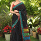 Comfortable Black Cotton Jamdani Saree with Elephant Motif