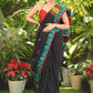 Comfortable Black Cotton Jamdani Saree with Elephant Motif