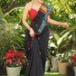 Comfortable Black Cotton Jamdani Saree with Elephant Motif