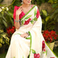 Serene Cream Hand Painted Pure Silk Saree with Exclusive Floral Motifs