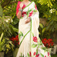 Serene Cream Hand Painted Pure Silk Saree with Exclusive Floral Motifs