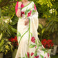 Serene Cream Hand Painted Pure Silk Saree with Exclusive Floral Motifs