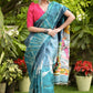 Exclusive Pure Silk Blue Hand Batik Saree with Ganpati Motifs