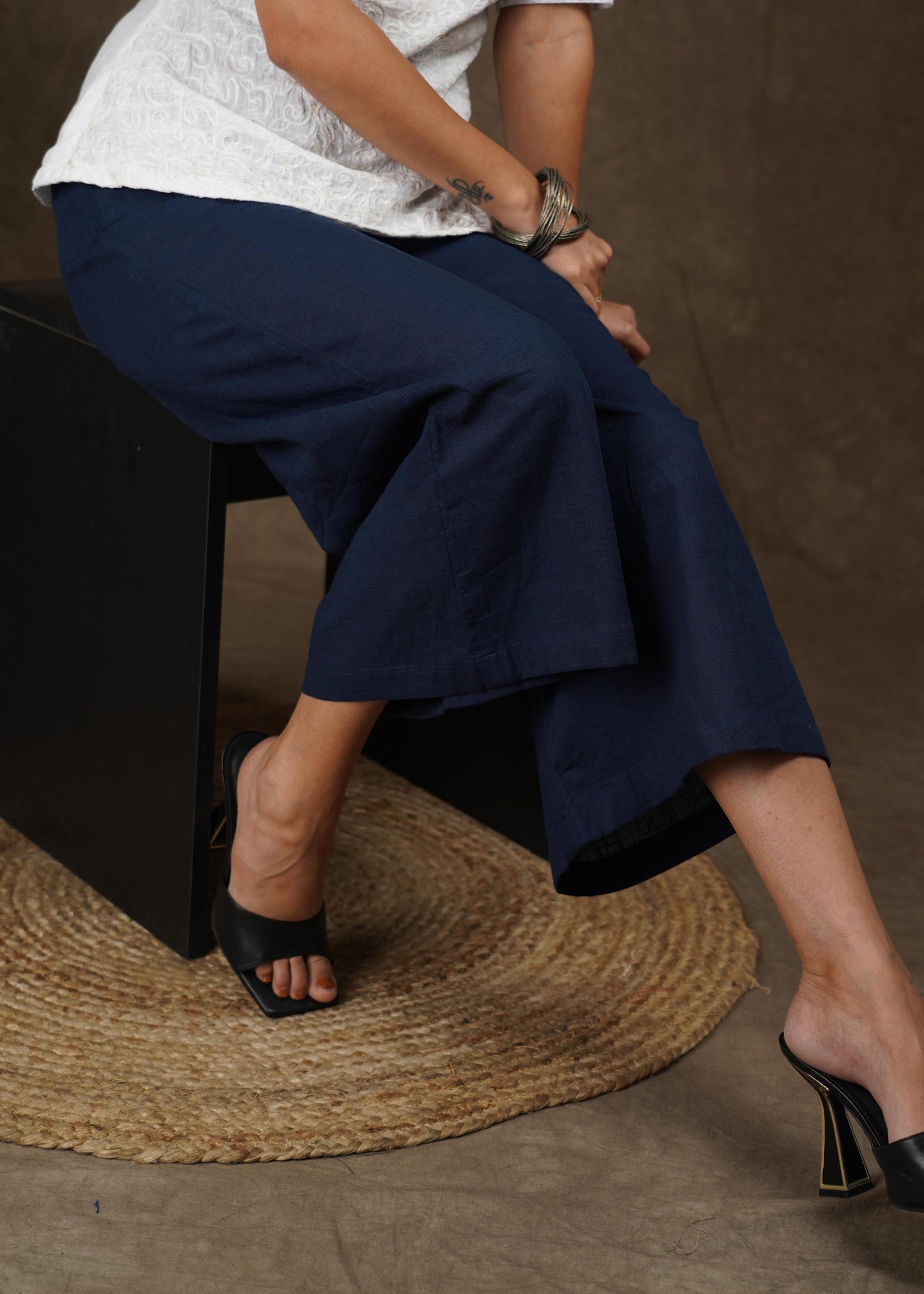 Navy Blue Cotton Palazzo Pant