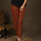 Trendy maroon casual ajrakh narrow fitted trouser