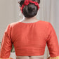 Orange Cotton Silk Blouse with  Exclusive Hand-painting and Elbow length Sleeves