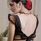 Smartly Designed Black  Khun Fabric Blouse with Flap Sleeves and Bow at Back.Lining Given