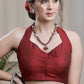 Smart Maroon Halter Neck Padded Blouse In Cotton Silk