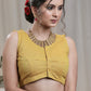 Mustard Yellow  Handloom Cotton Designer Blouse with Pleated Back