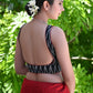 Smart Black Ikat Sleeveless Blouse with Red Detailing