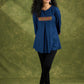 Vibrant Rayon Blue Mirror Work Pleated Top