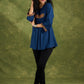 Vibrant Rayon Blue Mirror Work Pleated Top