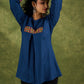 Vibrant Rayon Blue Mirror Work Pleated Top