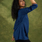 Vibrant Rayon Blue Mirror Work Pleated Top