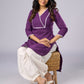 Regal Purple Cotton Tunic Highlighted with Delicate Lace Pant Additional