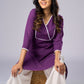 Regal Purple Cotton Tunic Highlighted with Delicate Lace Pant Additional