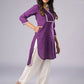 Regal Purple Cotton Tunic Highlighted with Delicate Lace Pant Additional