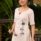 Off-White Cotton Kurta with Hand Painted Motif on One Side - Pant Optional